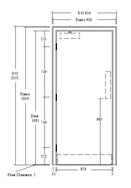 wooden fire exit drawing